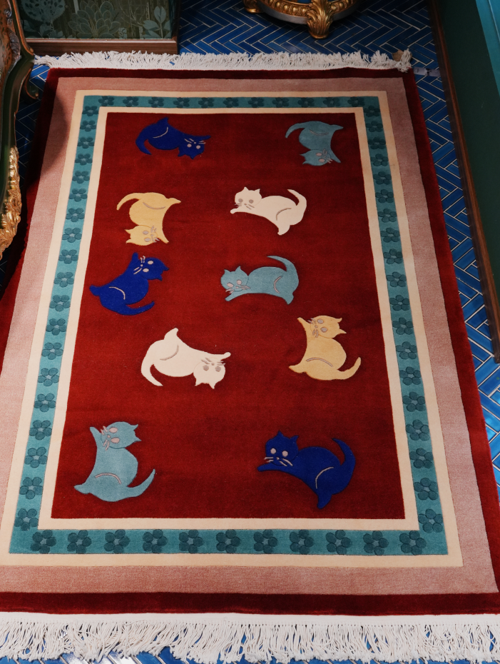 Many cats| Vintage Knot Wool Rugs