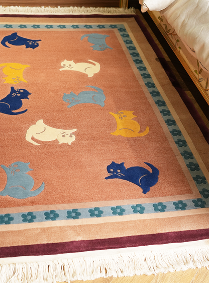 Many cats| Vintage Knot Wool Rugs