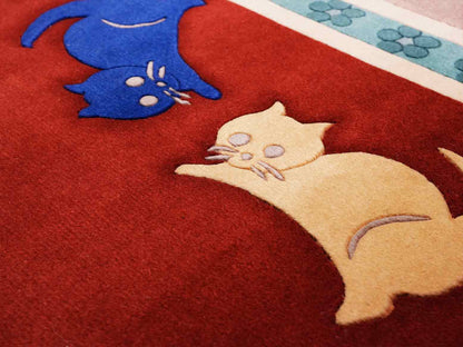 Many cats| Vintage Knot Wool Rugs